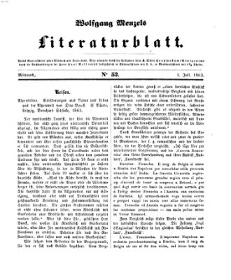 Literaturblatt (Morgenblatt für gebildete Stände) Mittwoch 1. Juli 1863