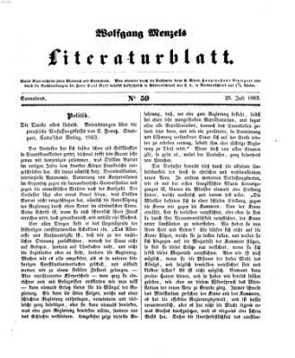 Literaturblatt (Morgenblatt für gebildete Stände) Samstag 25. Juli 1863