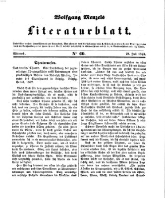 Literaturblatt (Morgenblatt für gebildete Stände) Mittwoch 29. Juli 1863