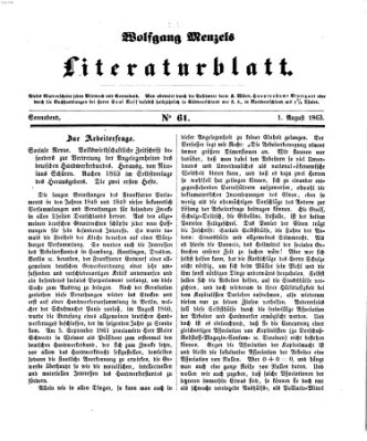 Literaturblatt (Morgenblatt für gebildete Stände) Samstag 1. August 1863