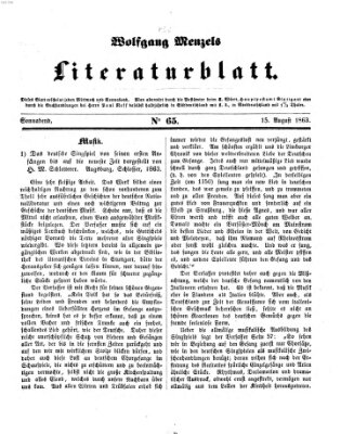 Literaturblatt (Morgenblatt für gebildete Stände) Samstag 15. August 1863