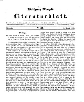 Literaturblatt (Morgenblatt für gebildete Stände) Mittwoch 19. August 1863