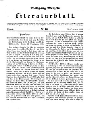 Literaturblatt (Morgenblatt für gebildete Stände) Mittwoch 23. September 1863