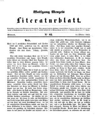 Literaturblatt (Morgenblatt für gebildete Stände) Mittwoch 14. Oktober 1863