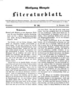 Literaturblatt (Morgenblatt für gebildete Stände) Samstag 14. November 1863