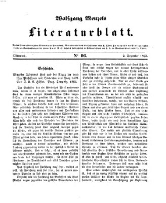 Literaturblatt (Morgenblatt für gebildete Stände) Mittwoch 2. Dezember 1863