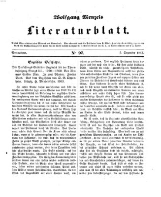 Literaturblatt (Morgenblatt für gebildete Stände) Samstag 5. Dezember 1863