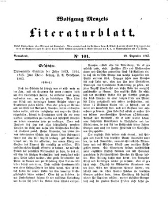 Literaturblatt (Morgenblatt für gebildete Stände) Samstag 19. Dezember 1863