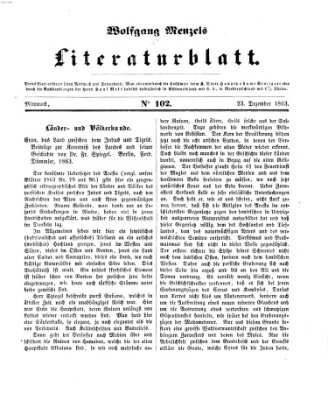 Literaturblatt (Morgenblatt für gebildete Stände) Mittwoch 23. Dezember 1863