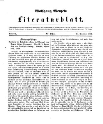 Literaturblatt (Morgenblatt für gebildete Stände) Mittwoch 30. Dezember 1863