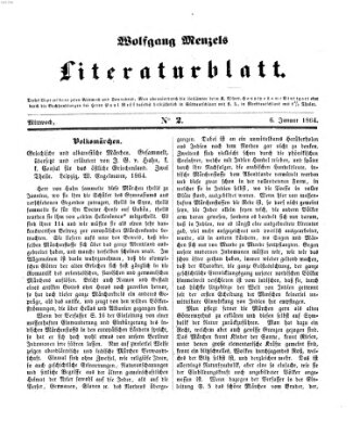 Literaturblatt (Morgenblatt für gebildete Stände) Mittwoch 6. Januar 1864