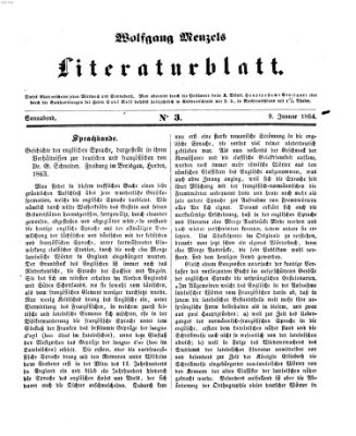 Literaturblatt (Morgenblatt für gebildete Stände) Samstag 9. Januar 1864