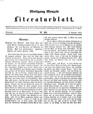 Literaturblatt (Morgenblatt für gebildete Stände) Mittwoch 3. Februar 1864