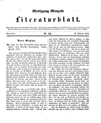 Literaturblatt (Morgenblatt für gebildete Stände) Samstag 20. Februar 1864