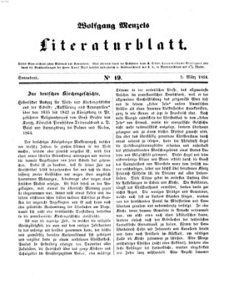 Literaturblatt (Morgenblatt für gebildete Stände) Samstag 5. März 1864