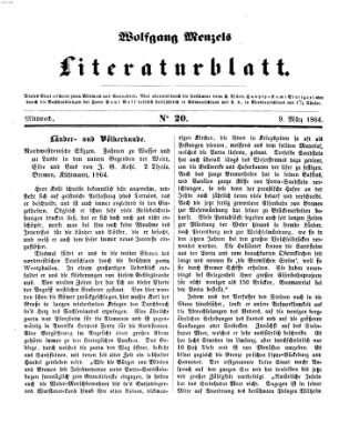 Literaturblatt (Morgenblatt für gebildete Stände) Mittwoch 9. März 1864