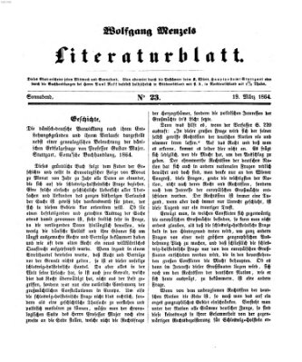 Literaturblatt (Morgenblatt für gebildete Stände) Samstag 19. März 1864