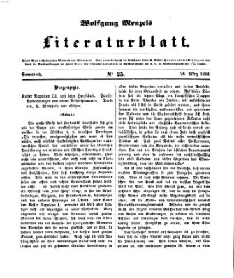 Literaturblatt (Morgenblatt für gebildete Stände) Samstag 26. März 1864