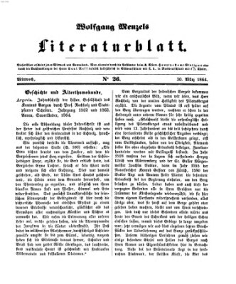 Literaturblatt (Morgenblatt für gebildete Stände) Mittwoch 30. März 1864