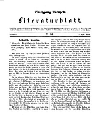 Literaturblatt (Morgenblatt für gebildete Stände) Mittwoch 6. April 1864