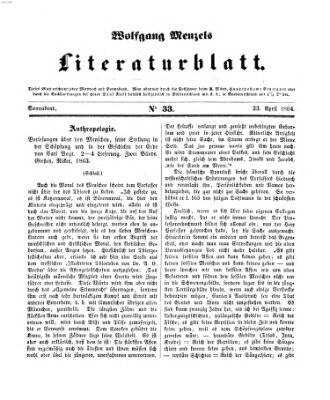 Literaturblatt (Morgenblatt für gebildete Stände) Samstag 23. April 1864