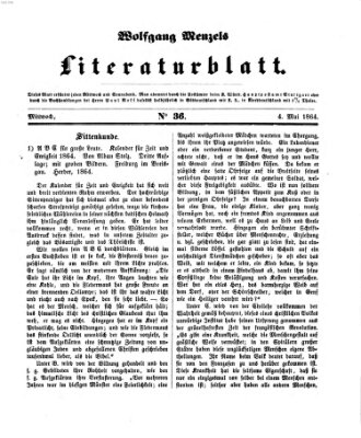 Literaturblatt (Morgenblatt für gebildete Stände) Mittwoch 4. Mai 1864