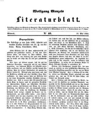 Literaturblatt (Morgenblatt für gebildete Stände) Mittwoch 18. Mai 1864