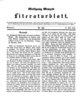 Literaturblatt (Morgenblatt für gebildete Stände) Samstag 21. Mai 1864