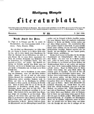 Literaturblatt (Morgenblatt für gebildete Stände) Samstag 9. Juli 1864