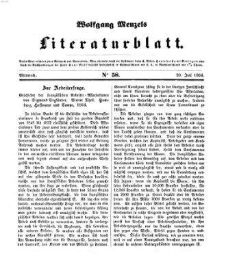 Literaturblatt (Morgenblatt für gebildete Stände) Mittwoch 20. Juli 1864