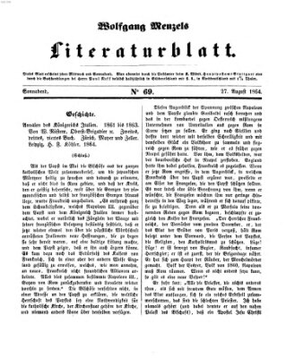 Literaturblatt (Morgenblatt für gebildete Stände) Samstag 27. August 1864