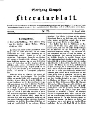 Literaturblatt (Morgenblatt für gebildete Stände) Mittwoch 31. August 1864