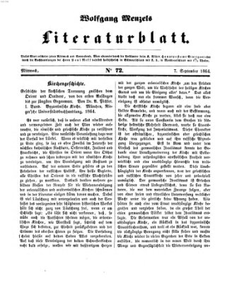 Literaturblatt (Morgenblatt für gebildete Stände) Mittwoch 7. September 1864