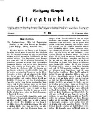 Literaturblatt (Morgenblatt für gebildete Stände) Mittwoch 28. September 1864