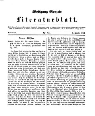 Literaturblatt (Morgenblatt für gebildete Stände) Samstag 8. Oktober 1864