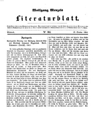 Literaturblatt (Morgenblatt für gebildete Stände) Mittwoch 19. Oktober 1864