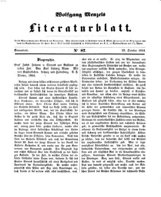 Literaturblatt (Morgenblatt für gebildete Stände) Samstag 29. Oktober 1864