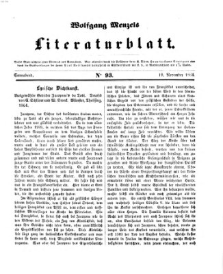 Literaturblatt (Morgenblatt für gebildete Stände) Samstag 19. November 1864