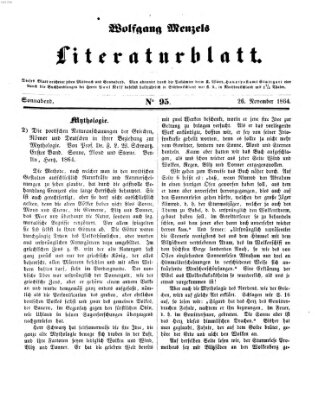 Literaturblatt (Morgenblatt für gebildete Stände) Samstag 26. November 1864