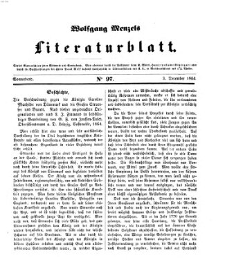 Literaturblatt (Morgenblatt für gebildete Stände) Samstag 3. Dezember 1864