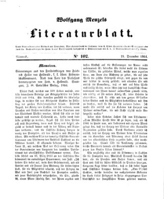 Literaturblatt (Morgenblatt für gebildete Stände) Mittwoch 21. Dezember 1864