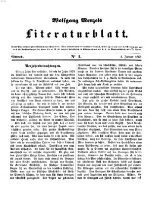 Literaturblatt (Morgenblatt für gebildete Stände) Mittwoch 4. Januar 1865