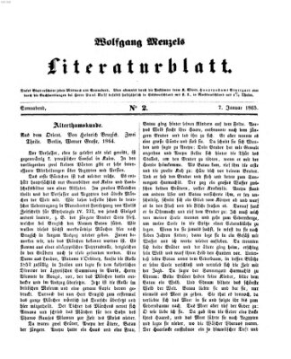 Literaturblatt (Morgenblatt für gebildete Stände) Samstag 7. Januar 1865