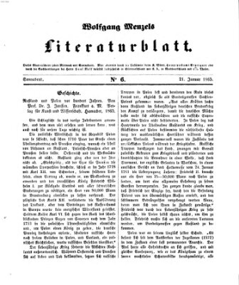 Literaturblatt (Morgenblatt für gebildete Stände) Samstag 21. Januar 1865