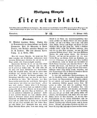 Literaturblatt (Morgenblatt für gebildete Stände) Samstag 11. Februar 1865