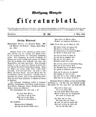 Literaturblatt (Morgenblatt für gebildete Stände) Samstag 4. März 1865