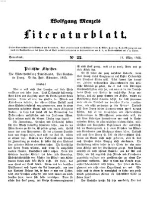 Literaturblatt (Morgenblatt für gebildete Stände) Samstag 18. März 1865