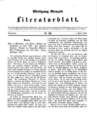 Literaturblatt (Morgenblatt für gebildete Stände) Samstag 1. April 1865