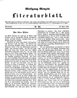 Literaturblatt (Morgenblatt für gebildete Stände) Samstag 29. April 1865