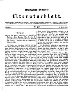 Literaturblatt (Morgenblatt für gebildete Stände) Mittwoch 10. Mai 1865